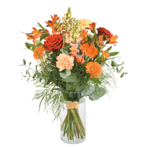 Garden Party : Bouquet aux tons orange, rouge et crème