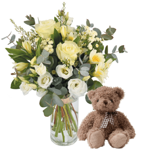 Paradis blanc et son ourson Harry - Fleurs & Cadeaux Interflora - Livraison en 4H