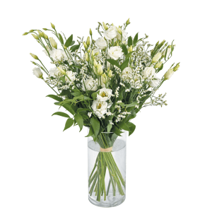 Bouquet Plumetis : lisianthus blancs et fleurs légères - Livraison Fleurs Interflora