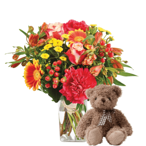 Interflora - Bouquet Tutti frutti et son ourson Harry - Livraison Fleurs en 4H