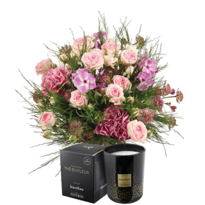 Bouquet Velours et bougie parfumée Esteban - Livraison Fleurs & Cadeaux Interflora