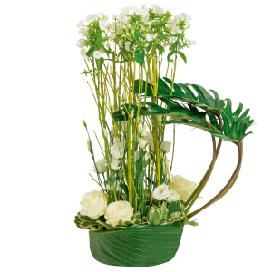 Création contemporaine de fleurs naturelles blanches - Fleurs Deuil Interflora
