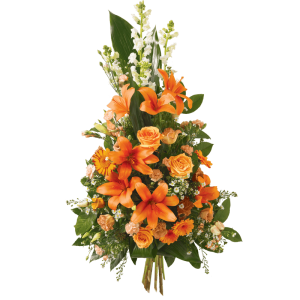 Gerbe piquée sur support en camaïeu orangé