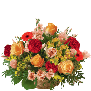 Fleurs Enterrement - Cérémonie rouge orange - Livraison Interflora