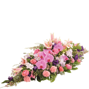 Interflora Deuil - Raquette de fleurs roses et parme