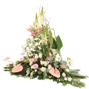 Devant de tombe orange et blanc - Fleurs Deuil Interflora