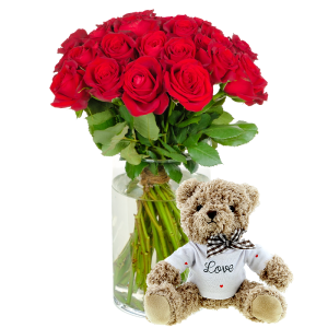 Brassée passion et sa peluche Love - Livraison par Chronopost - L'atelier Interflora - Interflora