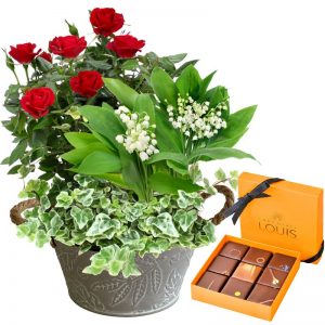 Jardin de muguet et ses chocolats - Livraison par Chronopost - L'atelier Interflora - Interflora