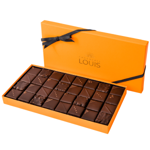 Coffret pralinés chocolat noir X 32 - Chocolats Louis - Livraison par Chronopost - L'atelier Interflora - Interflora