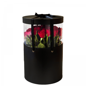 Brassée de roses rouges et sa boîte à chapeau - Livraison Fleurs Interflora