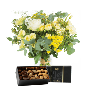 Bouquet Cristal et ses amandes au chocolat - Livraison Fleurs Interflora