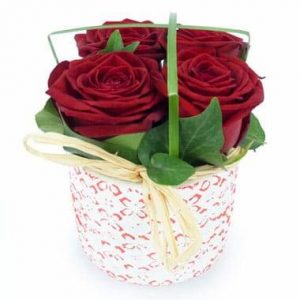 Composition de roses rouges Pot d'Amour